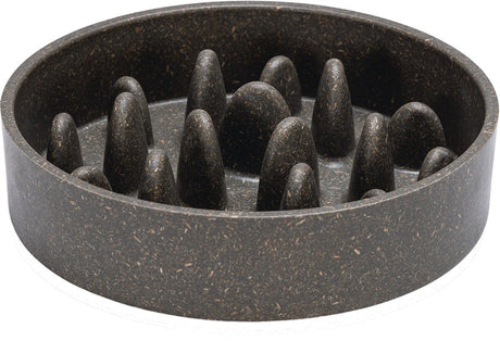 Designed by lotte pom antischrokbak kat - slowfeeder kat - voerbak - vaatwasserbestendig - bamboe - grijs - 410 ml