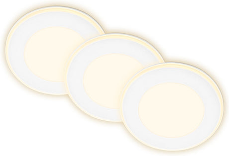 Briloner gima - lot de 3 spots encastrables LED - 7988036 - fonction veilleuse - surfaces et anneaux commutables séparément - fonction mémoire - lumière blanc chaud - ø9,3 x 3 cm - blanc