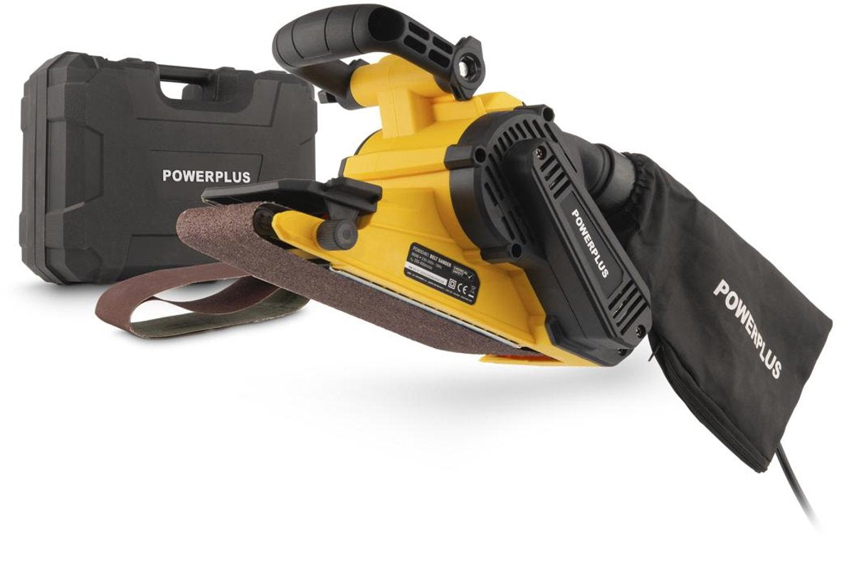 Powerplus - jaune - powx0461 - brossé - ponceuse à bande - 900w - 3 acc.
