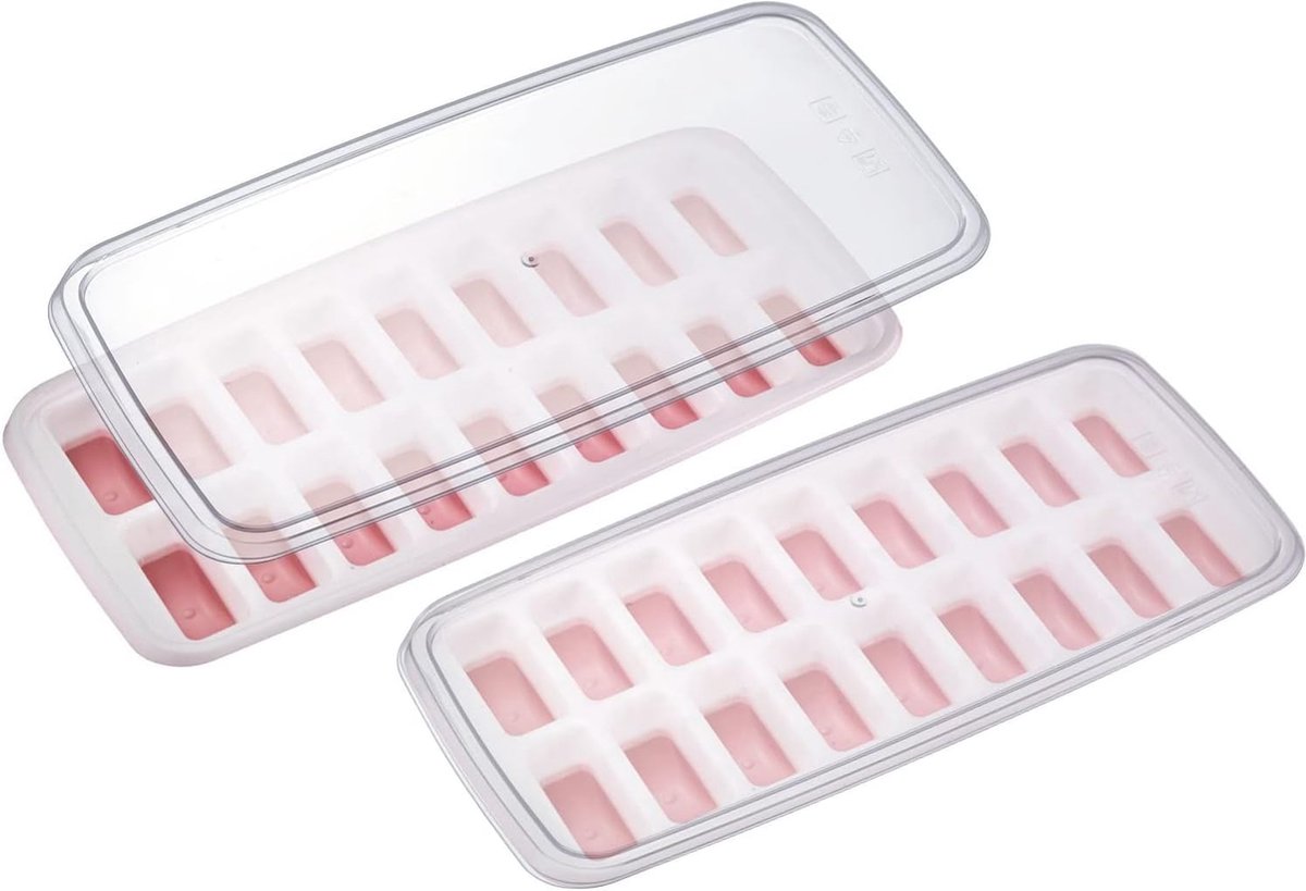 Machine à glaçons Westmark Luna - moule à glaçons avec couvercle, pour faire 18 petites boules de glaçons rondes, transparent rouge blanc - plastique, sans BPA, 2