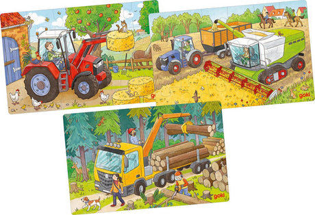Goki Wooden Leg Puzzle Vehicles Set de 3
