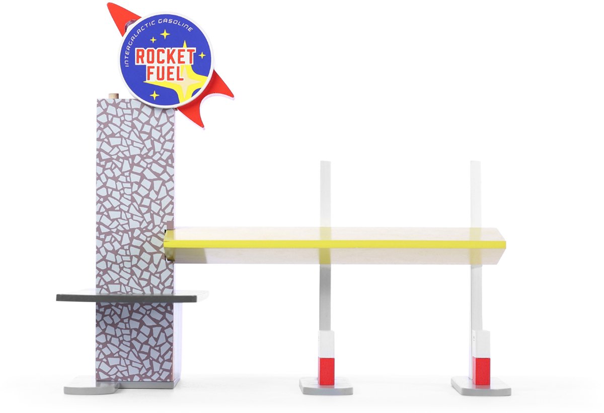 Candylab Toys Voiture jouet en bois moulé sous pression Candylab - Station-service pour fusée - Candycar World