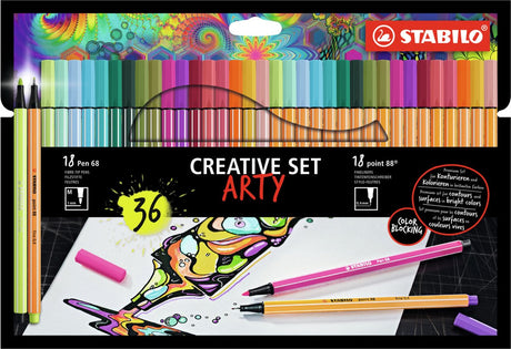Stabilo set créatif - stylo 68 pointes 88 pastel - arty - trousse combinée 36 pièces