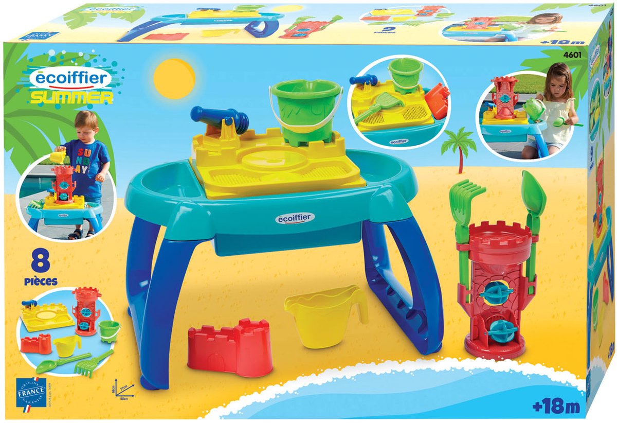 Nappe à eau ecoiffier Ecoffier - table de jeu avec tour de château et accessoires.