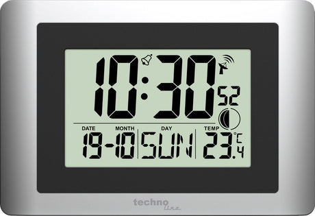 Technoline horloge murale numérique ws 8028 220x150x56mm argent