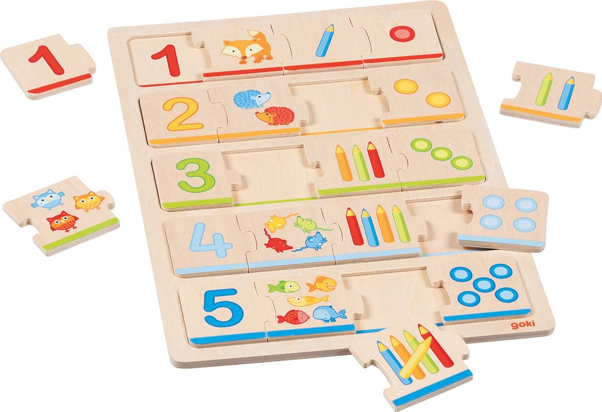 Goki puzzle en bois apprendre à compter, 20 pcs.