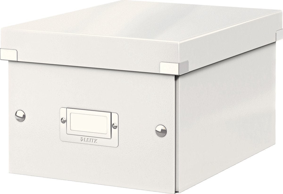 Petite boîte de rangement Leitz wow click store - carton recyclé à 84 % - 22 x 28,2 cm (lxhxp) - pour formats a5 - blanc