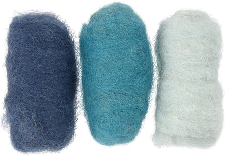 Laine cardée Creativ company, harmonie bleue, 3x10 gr 1 boîte