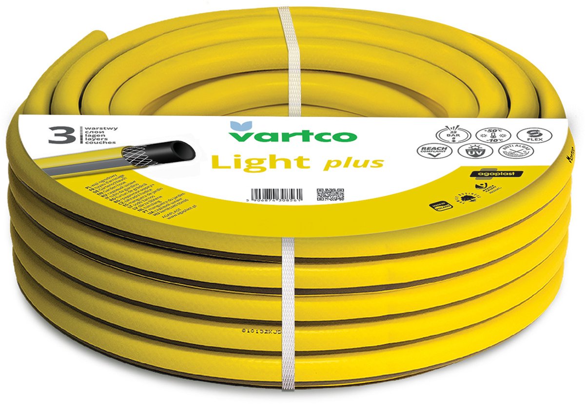 Vartco - Tuyau d'arrosage 3 couches 3 4 20m | tuyau flexible polyester tresse croisée résistant aux UV 25 bar
