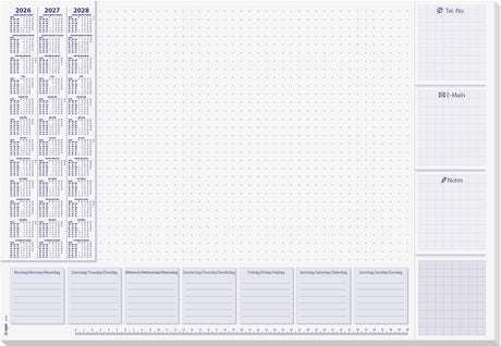Sous-main Sigel - lilas - avec calendrier 2026 2027 2028 - format A2 - 30 feuilles déchirables - si-h6355
