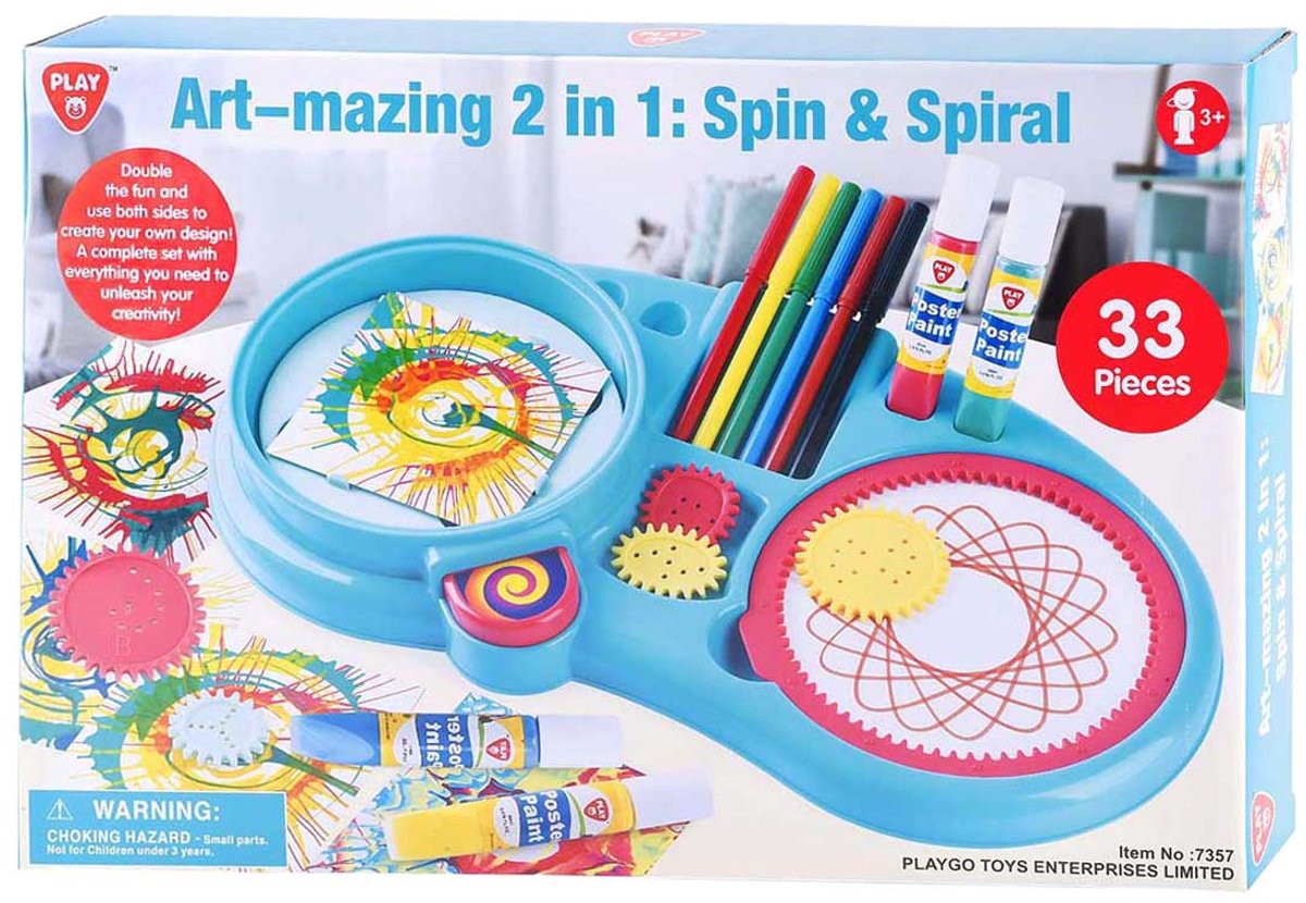 Playgo ensemble de dessin en spirale jouets créatifs 2 en 1 33 pièces.