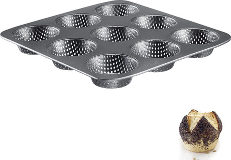 Moule à petits pains Westmark, pour 9 petits pains, ø 8,5 cm chacun, acier, revêtement antiadhésif, anthracite, 32732260