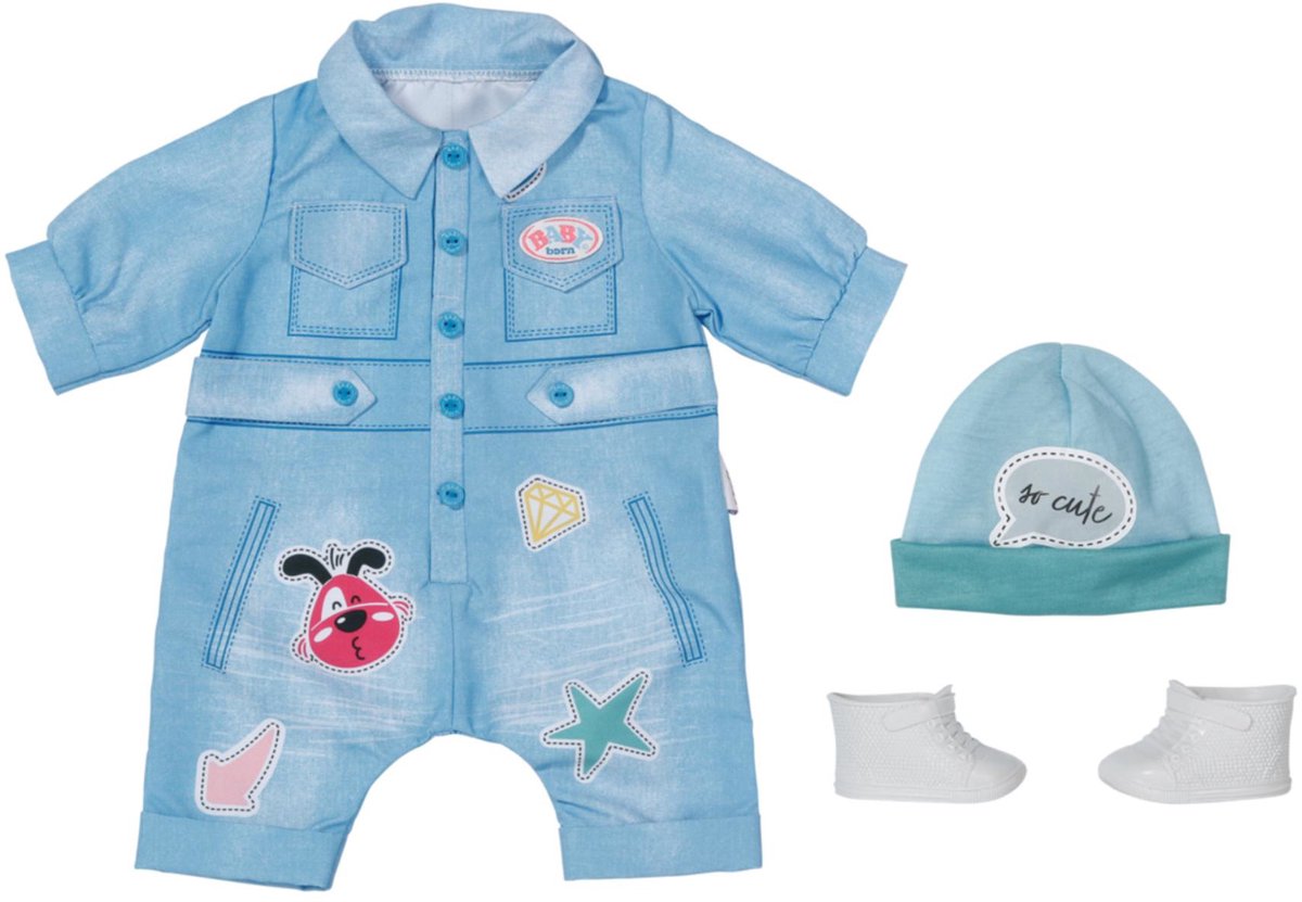 Salopette en jean de luxe Baby Born 43cm | 2 pièces