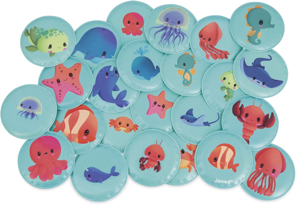 Janod - jouets de bain - jeu de mémoire bébés animaux