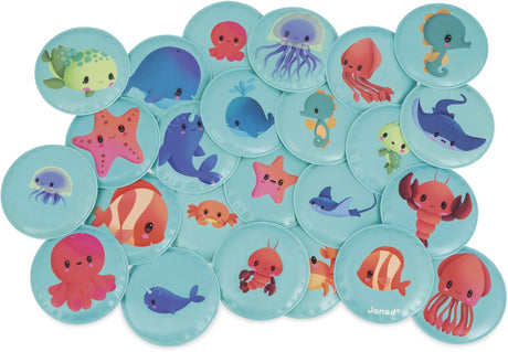 Janod - jouets de bain - jeu de mémoire bébés animaux