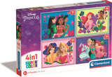 Clementoni - puzzle - 4 puzzles dans 1 boîte - princesse disney - puzzle pour enfants - supercolor