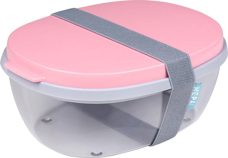 Mepal ellipse saladebox - met minibox - nordic pink