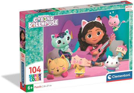 Clementoni - puzzle enfant - 104 pièces - maison de poupée Gabby - couleurs et personnages joyeux - à partir de 6 ans