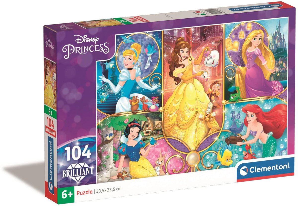 Clementoni - puzzle - 104 pièces - princesse brillante - puzzle pour enfants - à partir de 6 ans