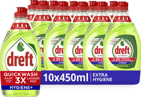 Liquide vaisselle liquide extra hygiénique Dreft quickwash - 10 x 450 ml