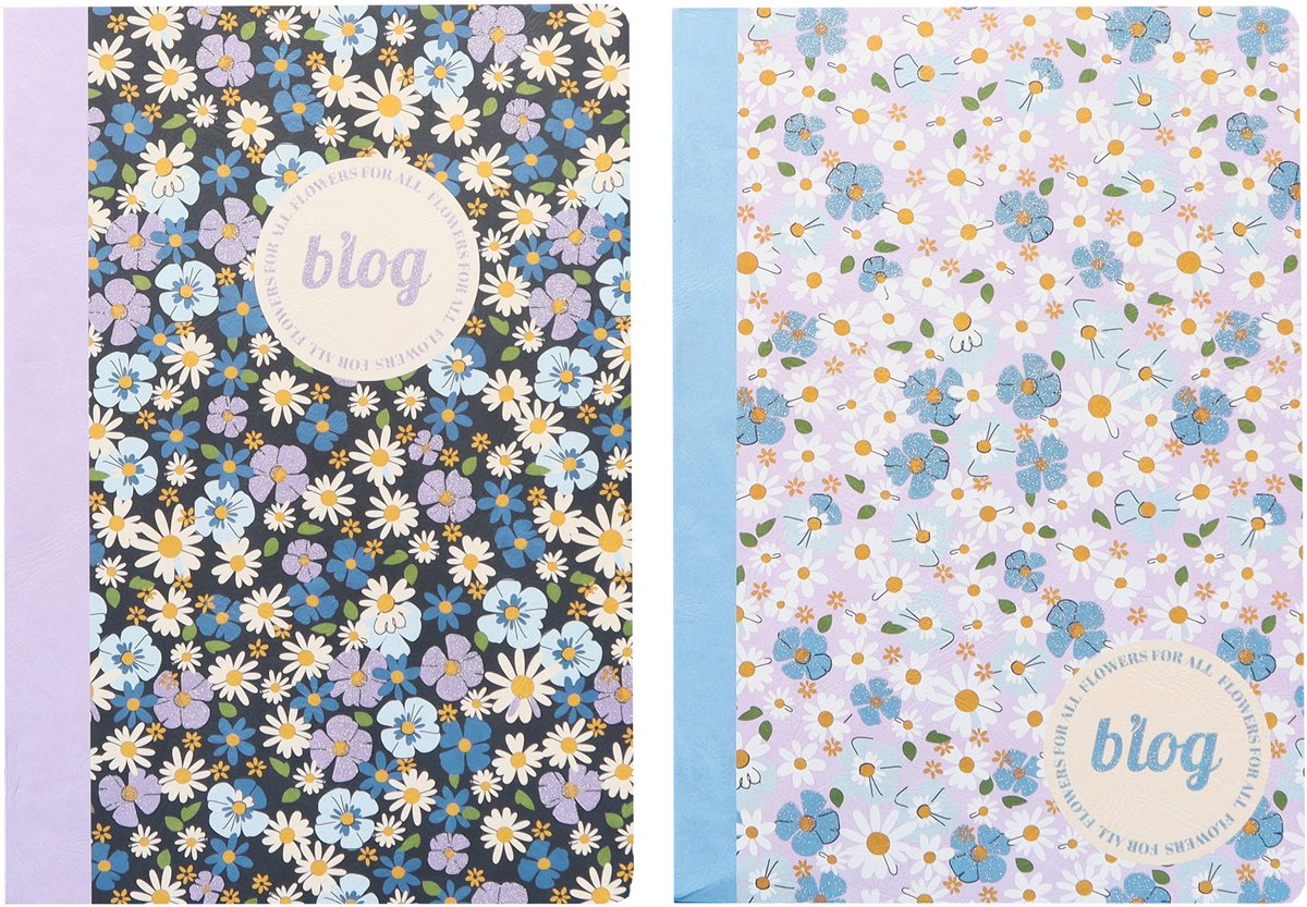 Carnets Kangaro - fleurs b'log - taille a5 - avec diamant 5mm - 2 pièces - an-123869-a
