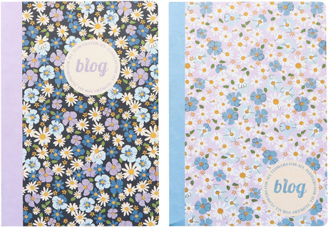 Carnets Kangaro - fleurs b'log - taille a5 - avec diamant 5mm - 2 pièces - an-123869-a