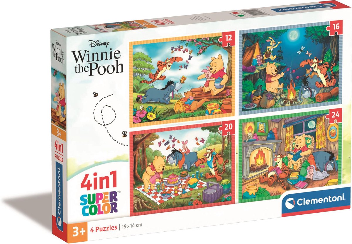 Clementoni puzzle couleur disney winnie l'ourson, 4en1