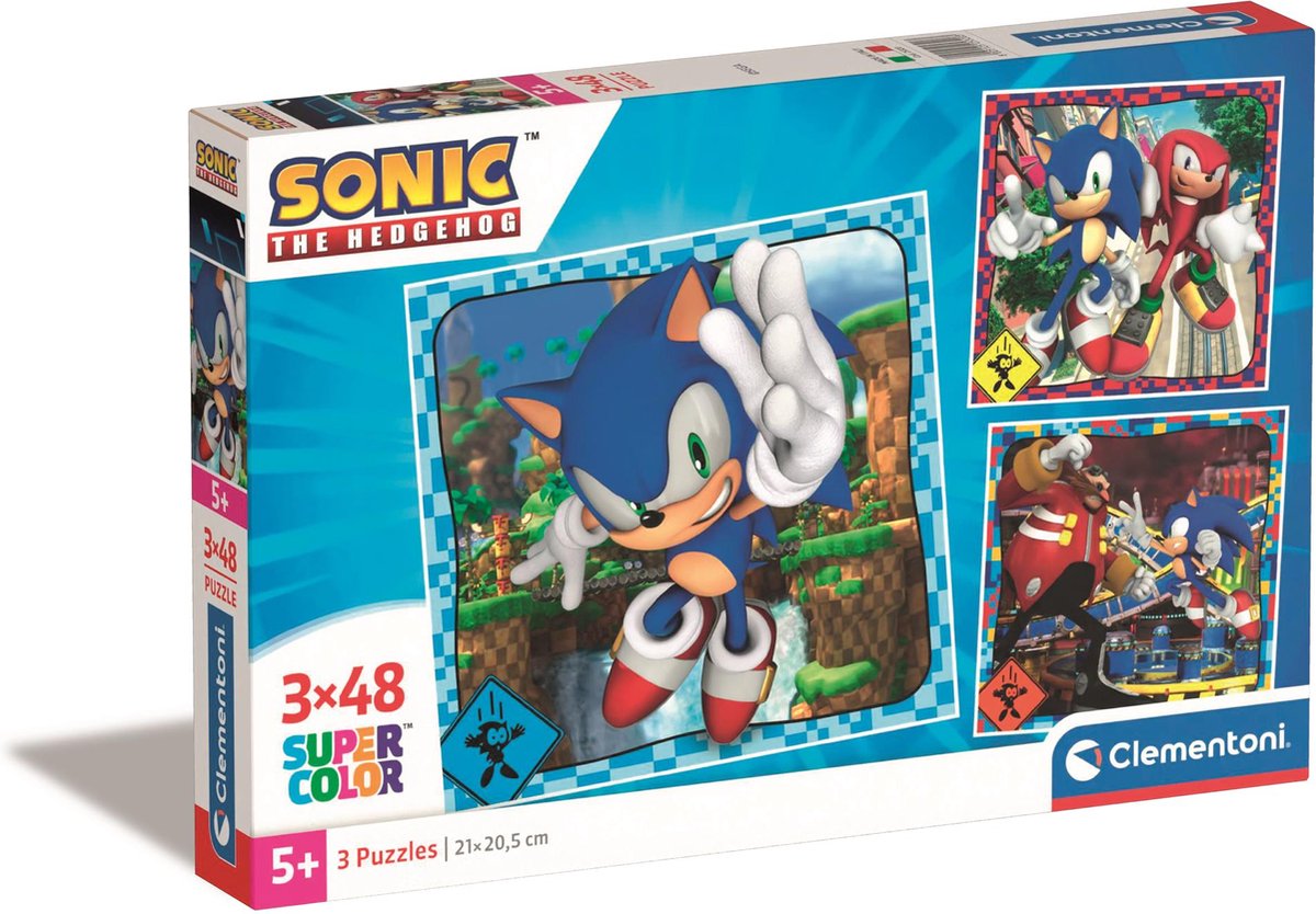 Clementoni - puzzle - 3x48 pièces - Sonic the Hedgehog - puzzle pour enfants - à partir de 5 ans