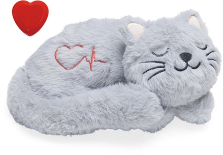 Beeztees kitten heartbeat knuffel pur - kattenspeelgoed - polyester - grijs - 23x13x11 cm