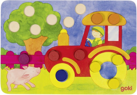 Jeu de société Goki - jeu de dés couleurs - 21x14,5cm - 95 pièces - 3 ans