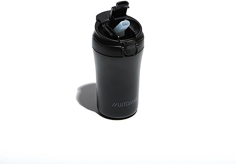 Bouteille thermos Muitomas - doublure double isolation - 350 ml - bouchon verrouillable - 12 heures de boissons chaudes ou 24 heures de boissons froides - noir