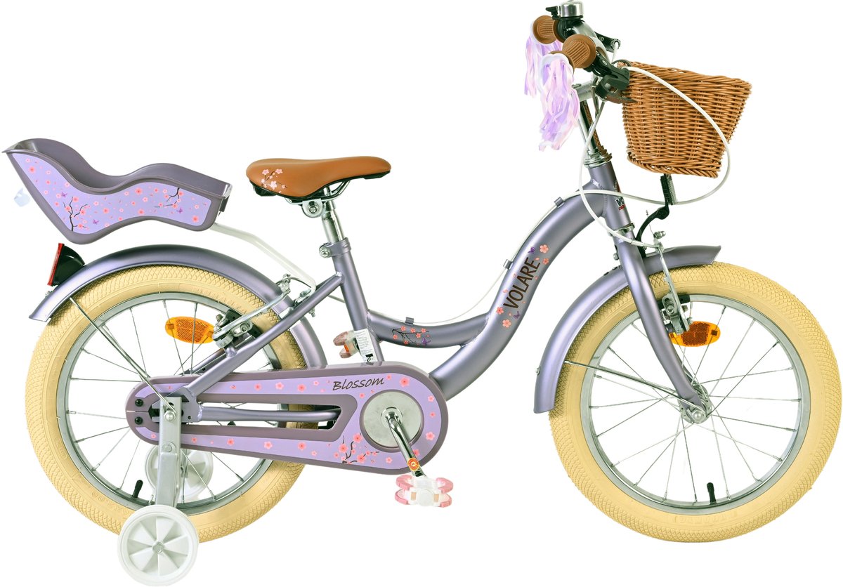 Vélo pour enfants Volare Blossom - filles - 16 pouces - violet - deux freins à main