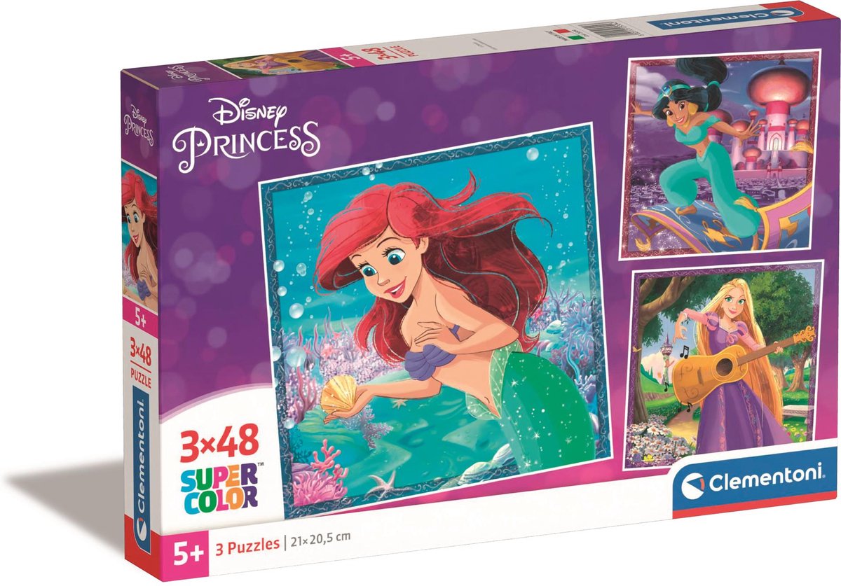 Disney Clementoni Jigsaw Puzzle Super Color Square Princess, 3x48st.
