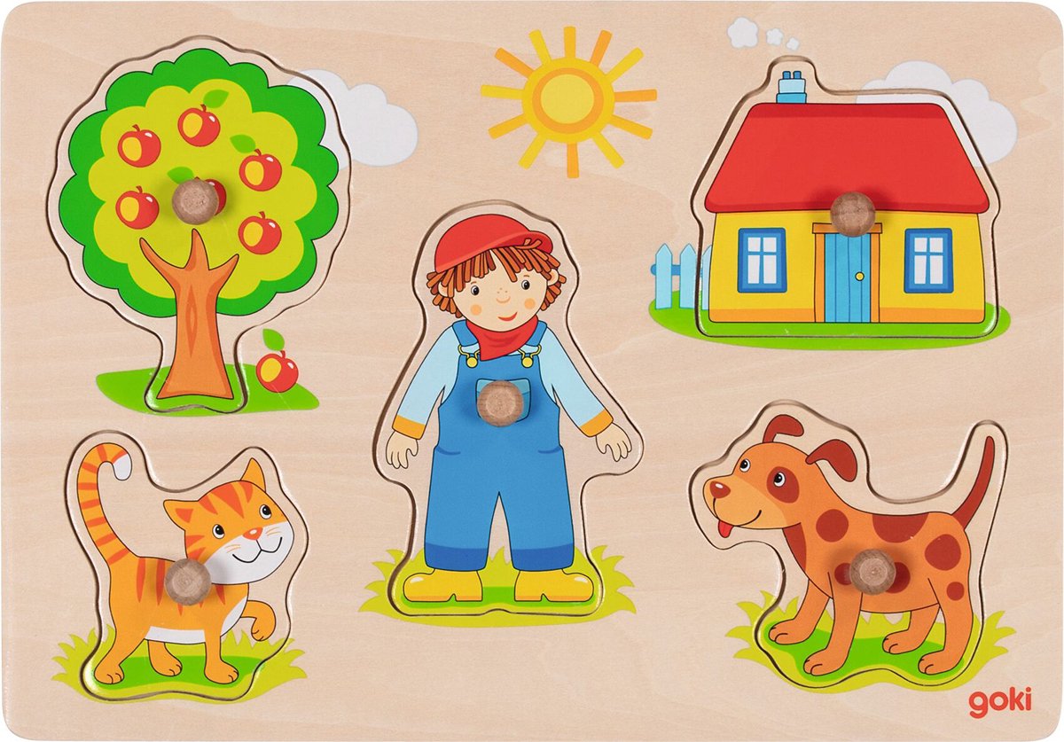 Puzzle à tenons en bois Goki, 5 pcs.