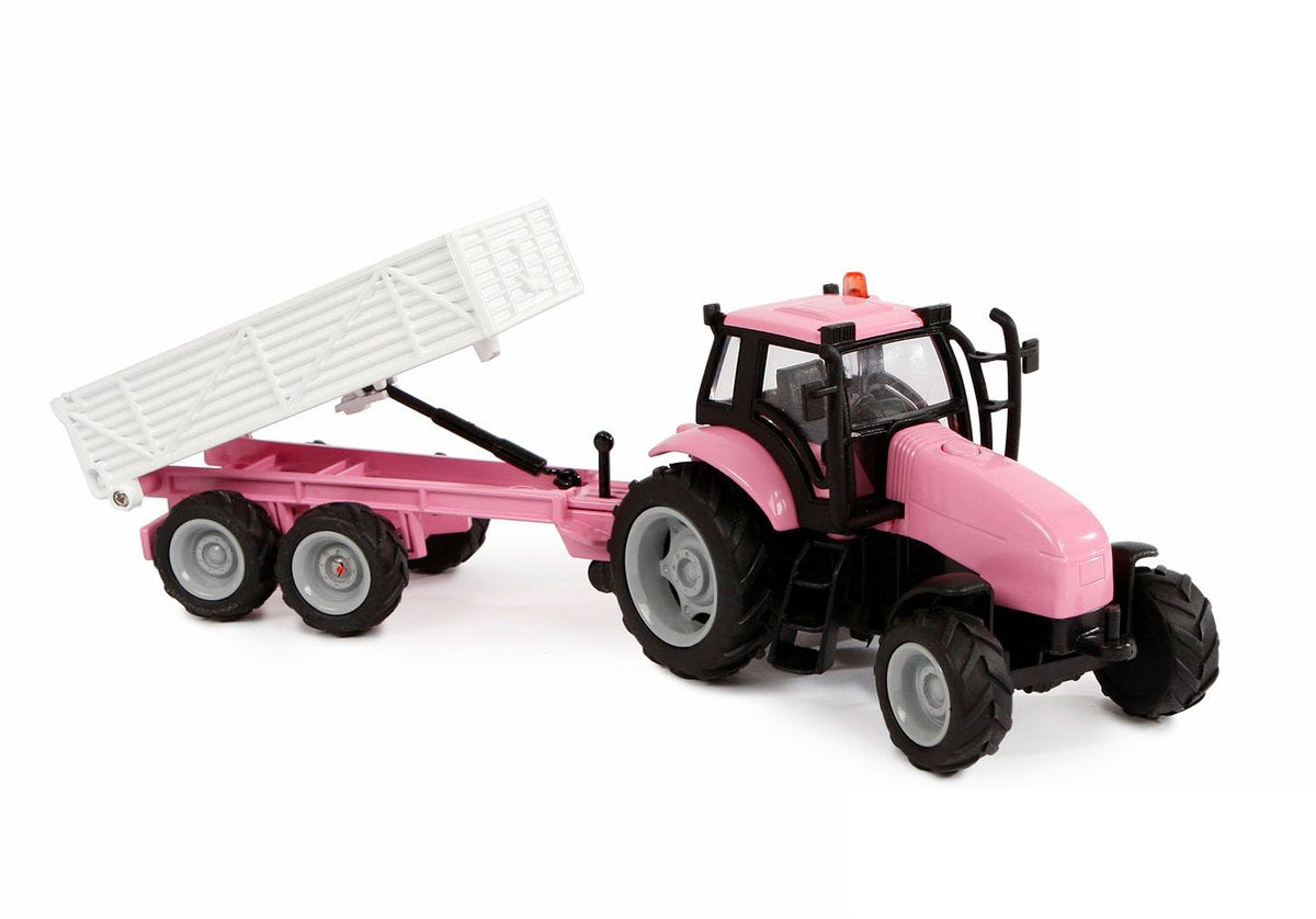 Tracteur globe pour enfants avec remorque qui projette avec lumière et son - 25 cm