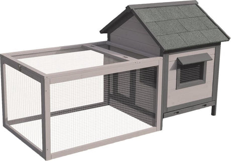 Clapier à lapin Flamingo Grace Cottage - 146 x 75 x 83 cm - gris