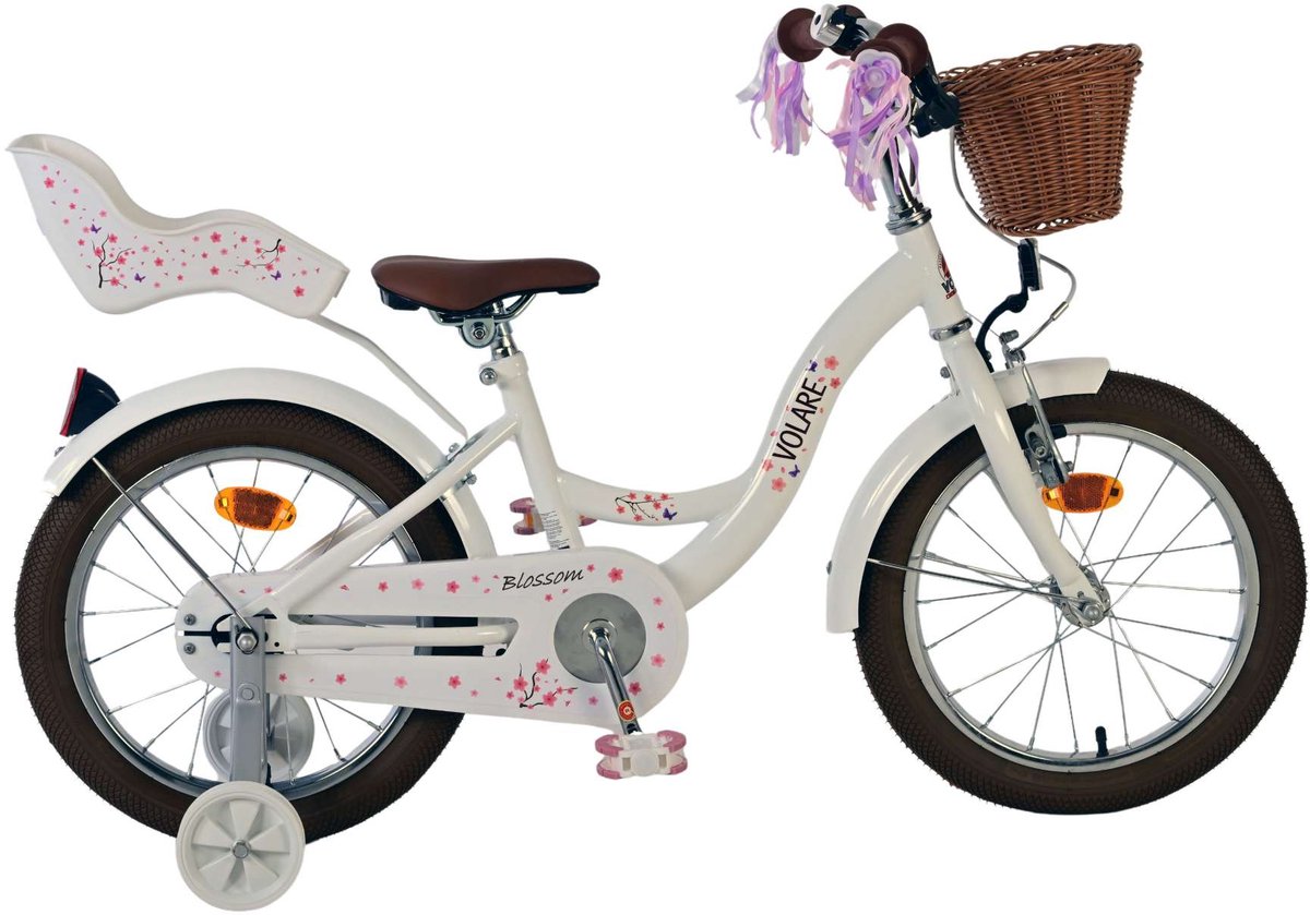 Vélo enfant Volare Blossom - filles - 16 pouces - blanc