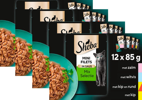 Nourriture pour chat Sheba - mini filets - sélection du chef en sauce - sachets repas 48x85g