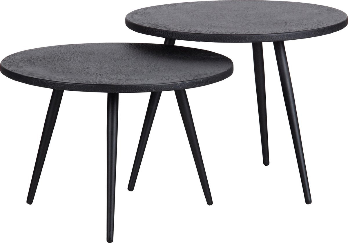 Woood suze bijzettafels - hout metaal - zwart - set van 2