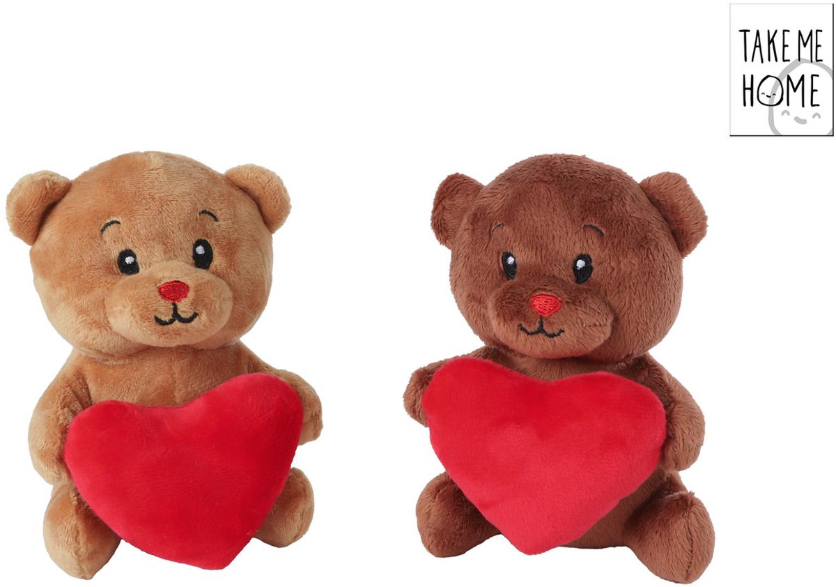 Ours en peluche coeur 2 assortis 15cm | 4 pièces