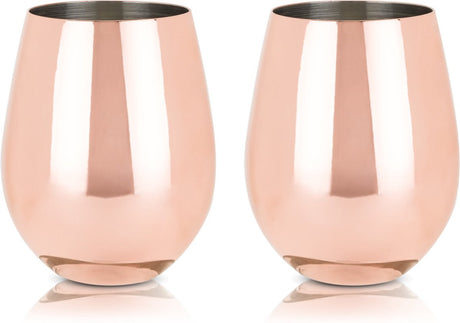 Verre à vin sans pied Viski - acier inoxydable - 532ml - couleur cuivre - lot de 2