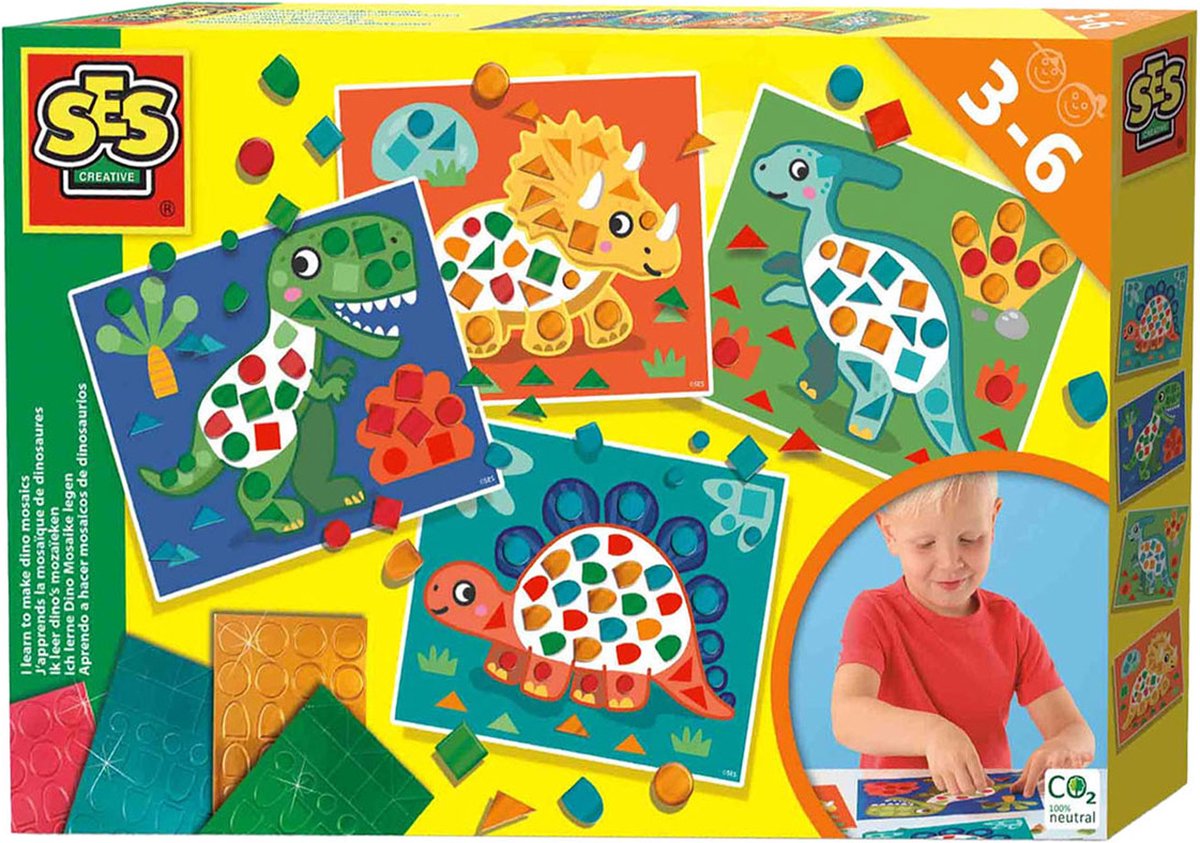Ses séances créatives j'apprends à mosaïquer des dinosaures