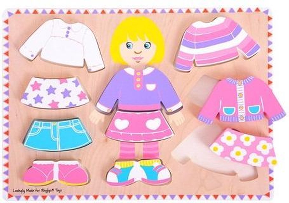 Bigjigs puzzle d'habillage en bois fille, 10 pcs.