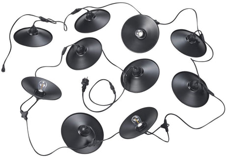 Rl live your light reality chaîne - cordon lumineux - noir mat - incl. 10x e27 1 w - ne convient pas pour variateur externe - montage mural et plafond - éclairage extérieur - ip44