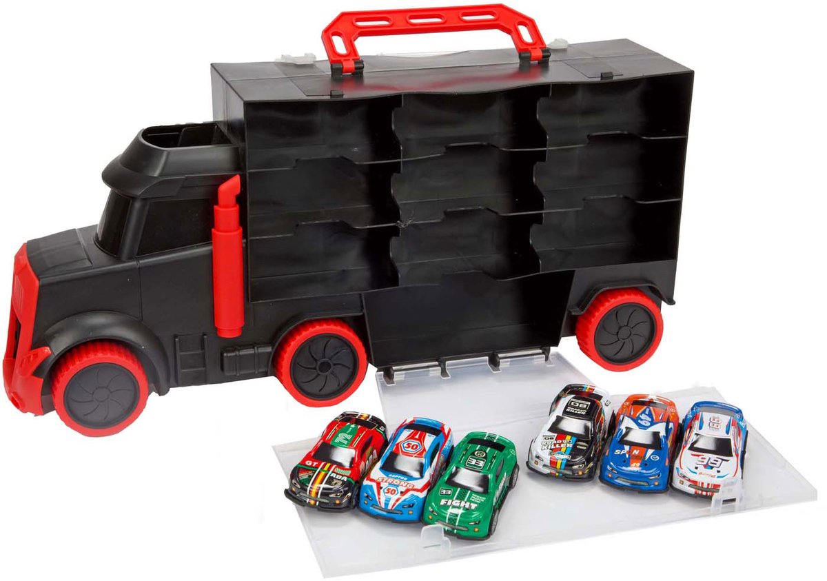 Camion turbo racers Toi-toys avec 6 voitures de course à tirer