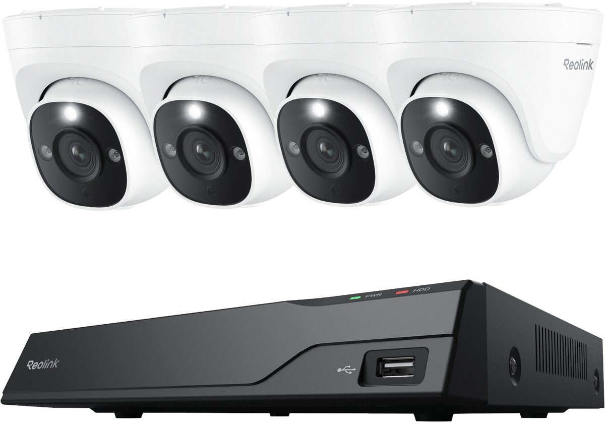 Système de caméra de sécurité Reolink 4K UHD POE NVS8-8MD4 - NVR 8 canaux avec disque dur 2 To intégré - 4 caméras dôme filaires 4K 8MP POE avec détection de personne et de véhicule - Vision nocturne ultra nette de 30 m - Enregistrement 24h/24 et 7j/7