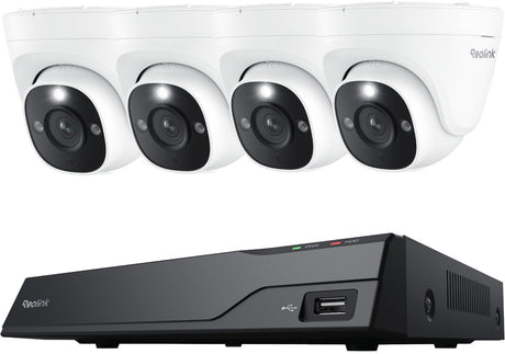 Système de caméra de sécurité Reolink 4K UHD POE NVS8-8MD4 - NVR 8 canaux avec disque dur 2 To intégré - 4 caméras dôme filaires 4K 8MP POE avec détection de personne et de véhicule - Vision nocturne ultra nette de 30 m - Enregistrement 24h/24 et 7j/7