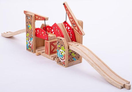Bigjigs rails en bois double pont levant graffiti