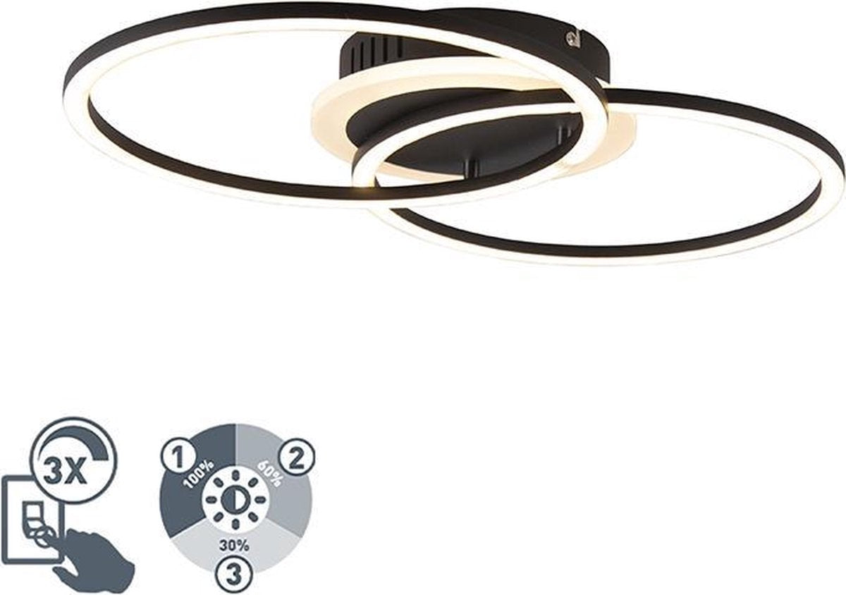 Rl live your light reality venida - plafonnier - noir mat - incl. 1x SMD 25 W - dimmable avec interrupteur - ne convient pas pour variateur externe - montage mural et au plafond - fonction mémoire - fonction mémoire via l'interrupteur mural
