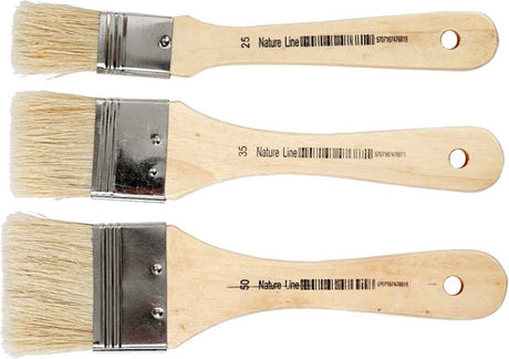 Pinceaux à laque Creativ company, l : 19 cm, l : 25-50 mm, plats, 3 pièces 1 boîte